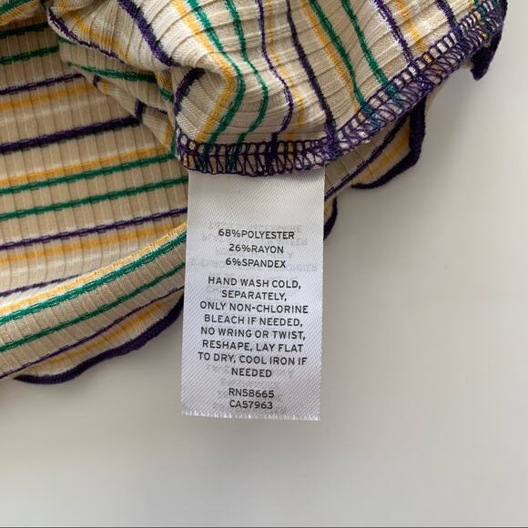 BP Multicolor Stripe Ribbed Lettuce Hem Crop Tube Top XL - Picture 5 of 8